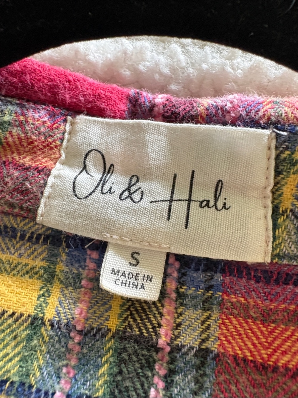 Oli & Hali Pink Plaid Crochet Star Button-Front Shirt - Picture 6 of 6